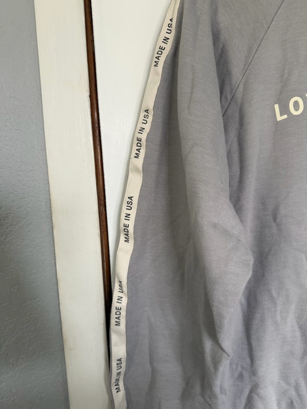 Love Your Melon Gray Crewneck with Cream Logo Tape - Picture 2 of 5